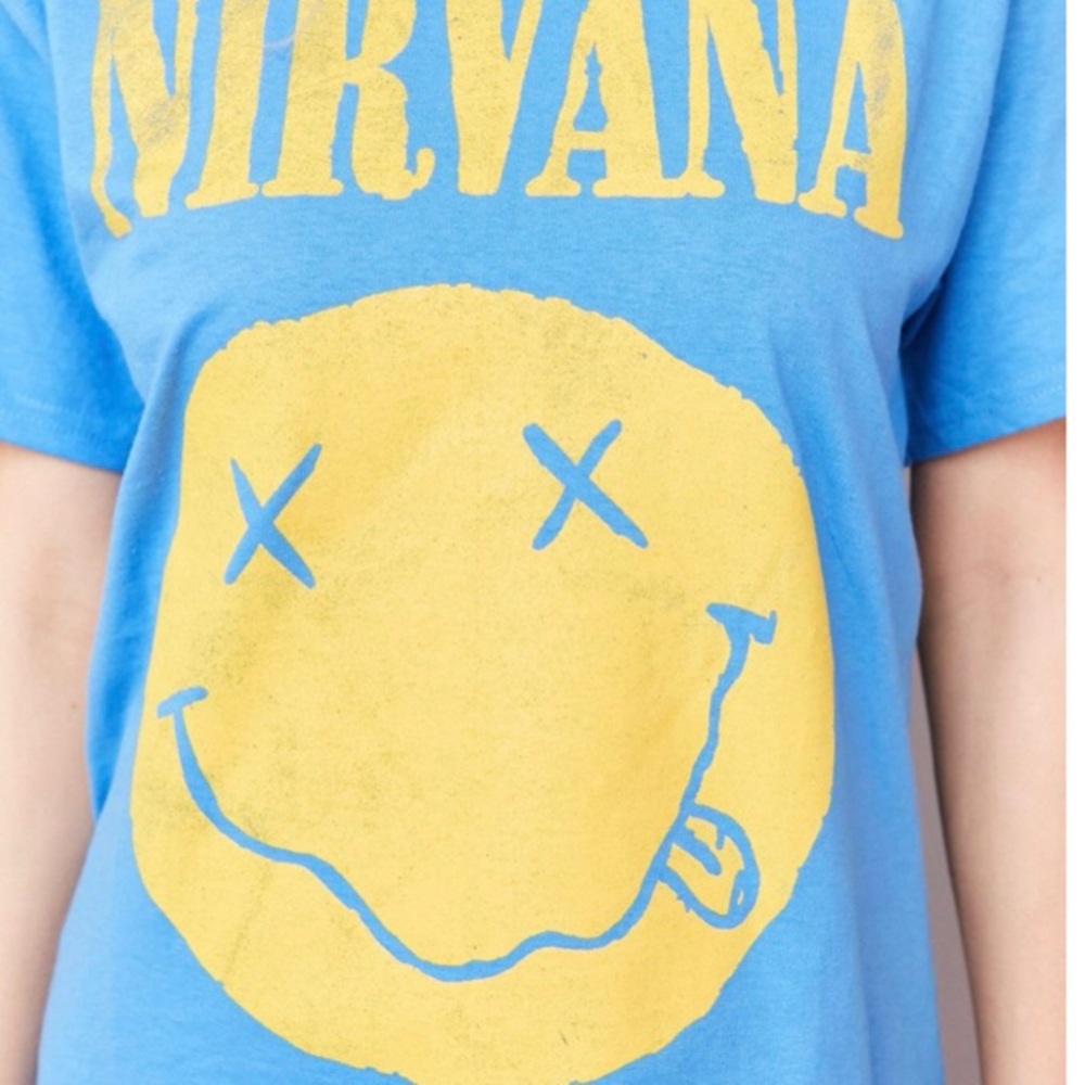 Blue and yellow nirvana smiley tee small - Picture 4 of 6